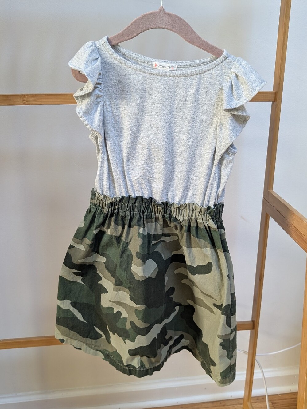 Girls' Flutter-Sleeve Mixy Dress In Camo